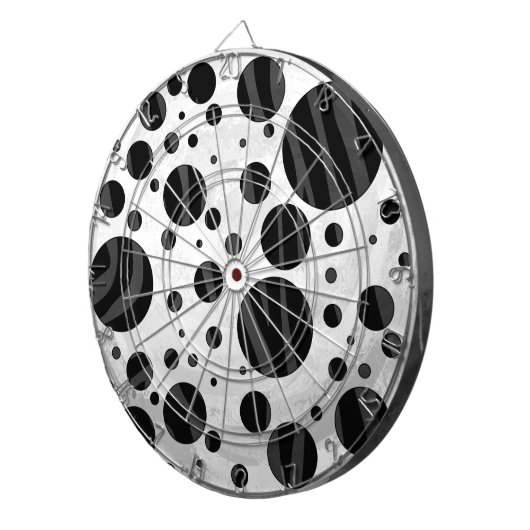 Zebra Polka Dot Black and Gray Print Dartscheibe (Vorderseite rechts)