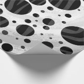 Zebra Polka Dot Black and Gray Print Geschenkpapier (Ecke)
