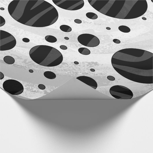 Zebra Polka Dot Black and Gray Print Geschenkpapier (Ecke)