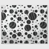 Zebra Polka Dot Black and Gray Print Geschenkpapier (Flach)