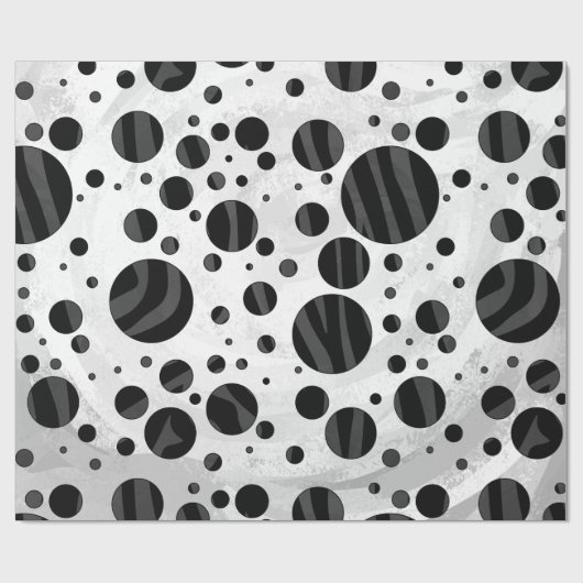 Zebra Polka Dot Black and Gray Print Geschenkpapier (Flach)