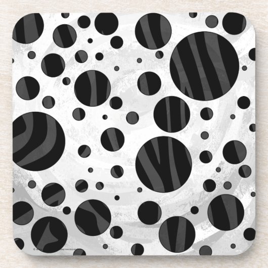 Zebra Polka Dot Black and Gray Print Getränkeuntersetzer (Vorderseite)
