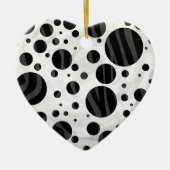 Zebra Polka Dot Black and Gray Print Keramikornament (Vorne)