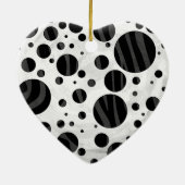 Zebra Polka Dot Black and Gray Print Keramikornament (Hinten)