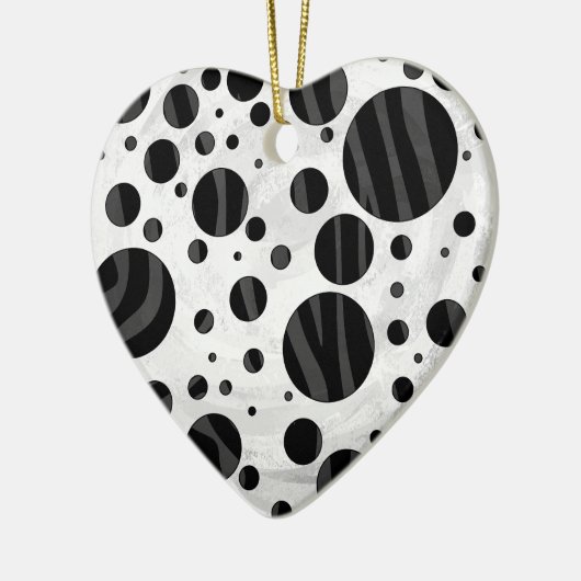 Zebra Polka Dot Black and Gray Print Keramikornament (Links)