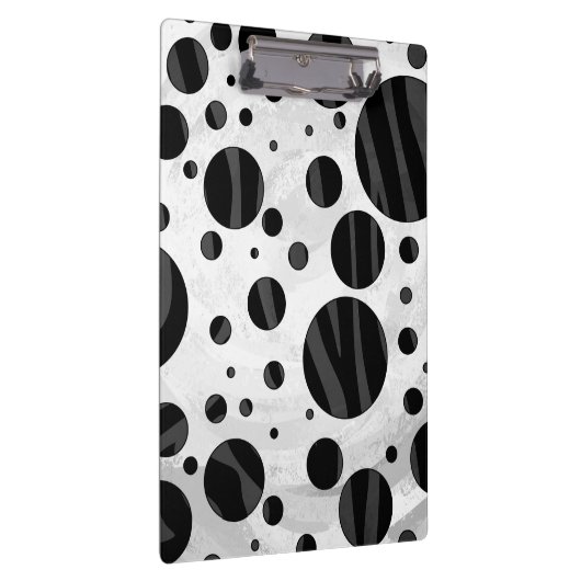 Zebra Polka Dot Black and Gray Print Klemmbrett (Rechts)