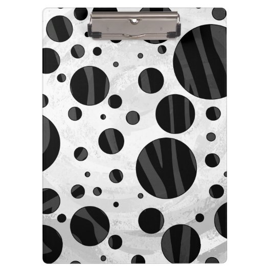 Zebra Polka Dot Black and Gray Print Klemmbrett (Vorderseite)