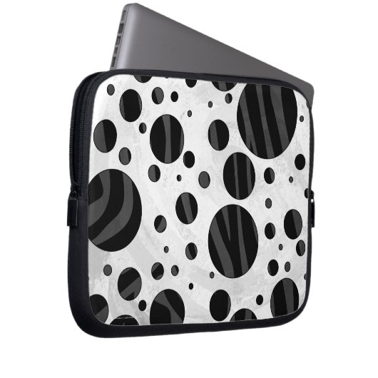 Zebra Polka Dot Black and Gray Print Laptopschutzhülle (Vorne Rechts)