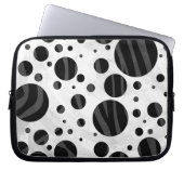 Zebra Polka Dot Black and Gray Print Laptopschutzhülle (Vorderseite)