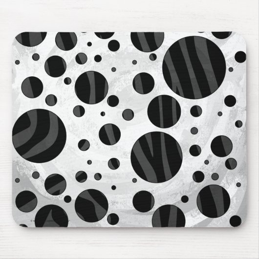 Zebra Polka Dot Black and Gray Print Mousepad (Vorne)