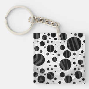 Zebra Polka Dot Black and Gray Print Schlüsselanhänger