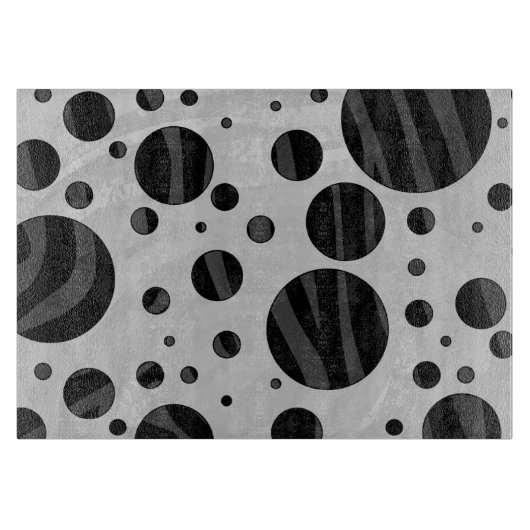 Zebra Polka Dot Black and Gray Print Schneidebrett (Vorderseite)