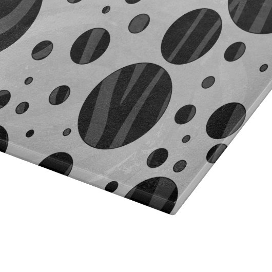 Zebra Polka Dot Black and Gray Print Schneidebrett (Ecke)