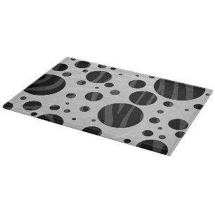 Zebra Polka Dot Black and Gray Print Schneidebrett