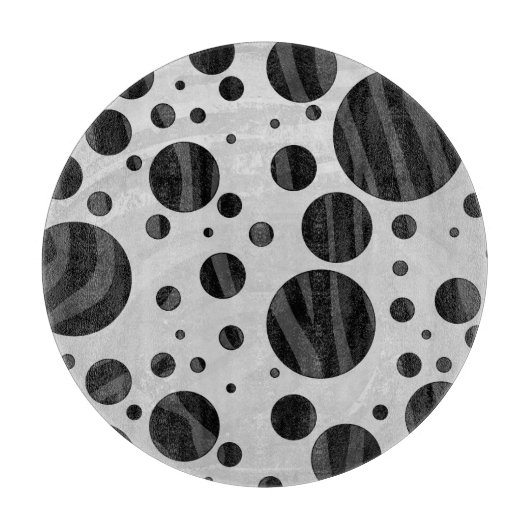 Zebra Polka Dot Black and Gray Print Schneidebrett (Vorderseite)