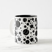 Zebra Polka Dot Black and Gray Print Zweifarbige Tasse (Vorderseite Links)
