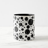 Zebra Polka Dot Black and Gray Print Zweifarbige Tasse (Mittel)
