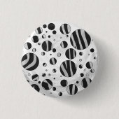 Zebra Polka Dot Black und Light Gray Button (Vorderseite)
