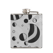 Zebra Polka Dot Black und Light Gray Flachmann (Rückseite)