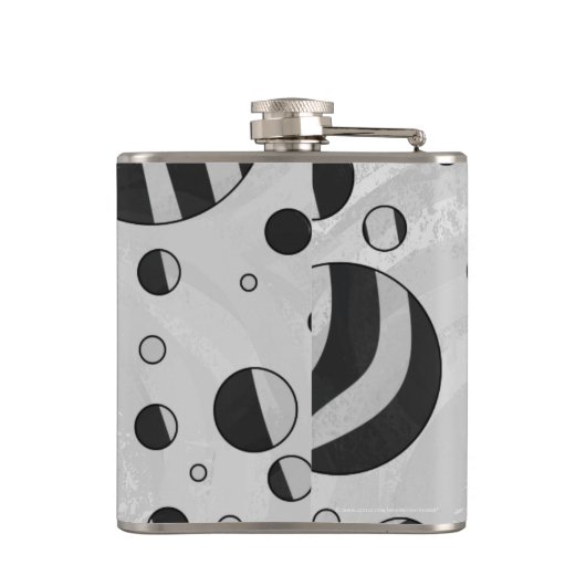 Zebra Polka Dot Black und Light Gray Flachmann (Rückseite)