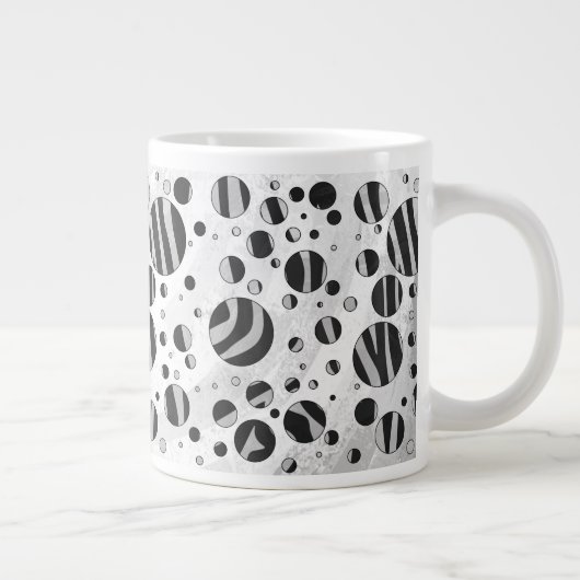 Zebra Polka Dot Black und Light Gray Jumbo-Tasse (Rechts)