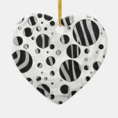 Zebra Polka Dot Black und Light Gray Keramik Ornament (Vorne)