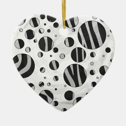 Zebra Polka Dot Black und Light Gray Keramik Ornament (Vorne)