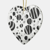 Zebra Polka Dot Black und Light Gray Keramik Ornament (Links)