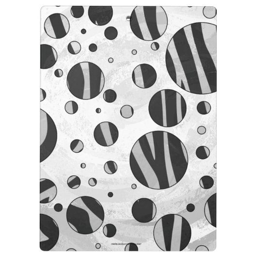 Zebra Polka Dot Black und Light Gray Klemmbrett (Rückseite)