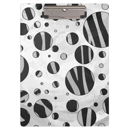 Zebra Polka Dot Black und Light Gray Klemmbrett (Vorderseite)