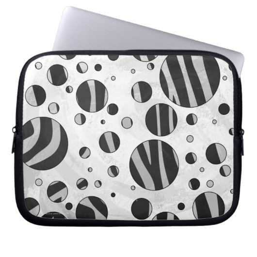 Zebra Polka Dot Black und Light Gray Laptopschutzhülle (Vorderseite)