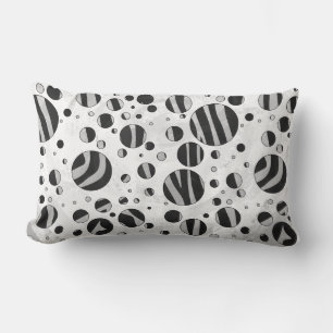 Zebra Polka Dot Black und Light Gray Lendenkissen