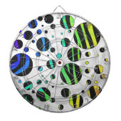 Zebra Polka Dot Black und Rainbow Print Dartscheibe (vorne)