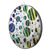 Zebra Polka Dot Black und Rainbow Print Dartscheibe (Vorderseite rechts)