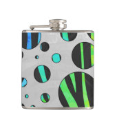 Zebra Polka Dot Black und Rainbow Print Flachmann (Vorderseite)