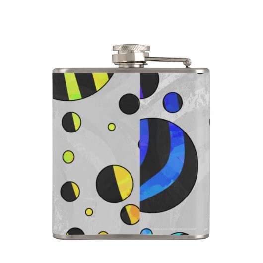 Zebra Polka Dot Black und Rainbow Print Flachmann (Rückseite)