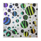 Zebra Polka Dot Black und Rainbow Print Fliese (Vorderseite)