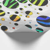 Zebra Polka Dot Black und Rainbow Print Geschenkpapier (Ecke)