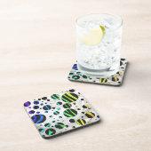 Zebra Polka Dot Black und Rainbow Print Getränkeuntersetzer (Rechte Seite)