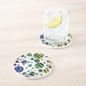 Zebra Polka Dot Black und Rainbow Print Getränkeuntersetzer (Seite)