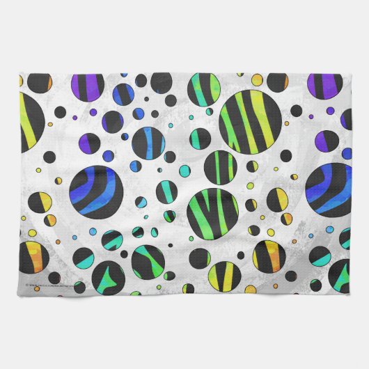 Zebra Polka Dot Black und Rainbow Print Handtuch (Horizontal)
