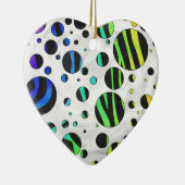 Zebra Polka Dot Black und Rainbow Print Keramikornament (Rechts)