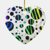 Zebra Polka Dot Black und Rainbow Print Keramikornament (Hinten)