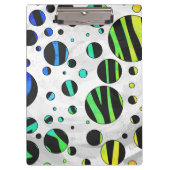 Zebra Polka Dot Black und Rainbow Print Klemmbrett (Vorderseite)