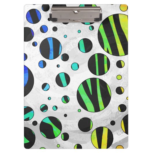 Zebra Polka Dot Black und Rainbow Print Klemmbrett (Vorderseite)