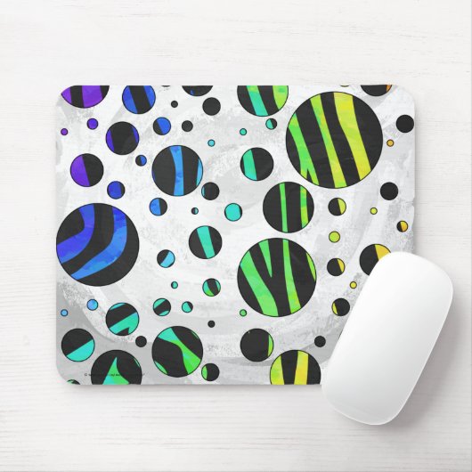 Zebra Polka Dot Black und Rainbow Print Mousepad (Mit Mouse)