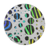 Zebra Polka Dot Black und Rainbow Print Schneidebrett (Vorderseite)