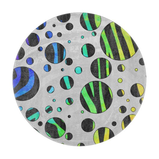 Zebra Polka Dot Black und Rainbow Print Schneidebrett (Vorderseite)