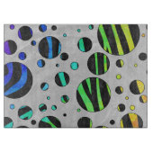 Zebra Polka Dot Black und Rainbow Print Schneidebrett (Vorderseite)