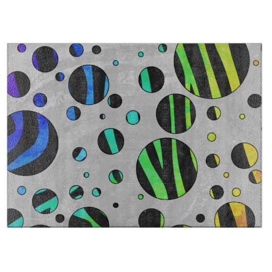 Zebra Polka Dot Black und Rainbow Print Schneidebrett (Vorderseite)